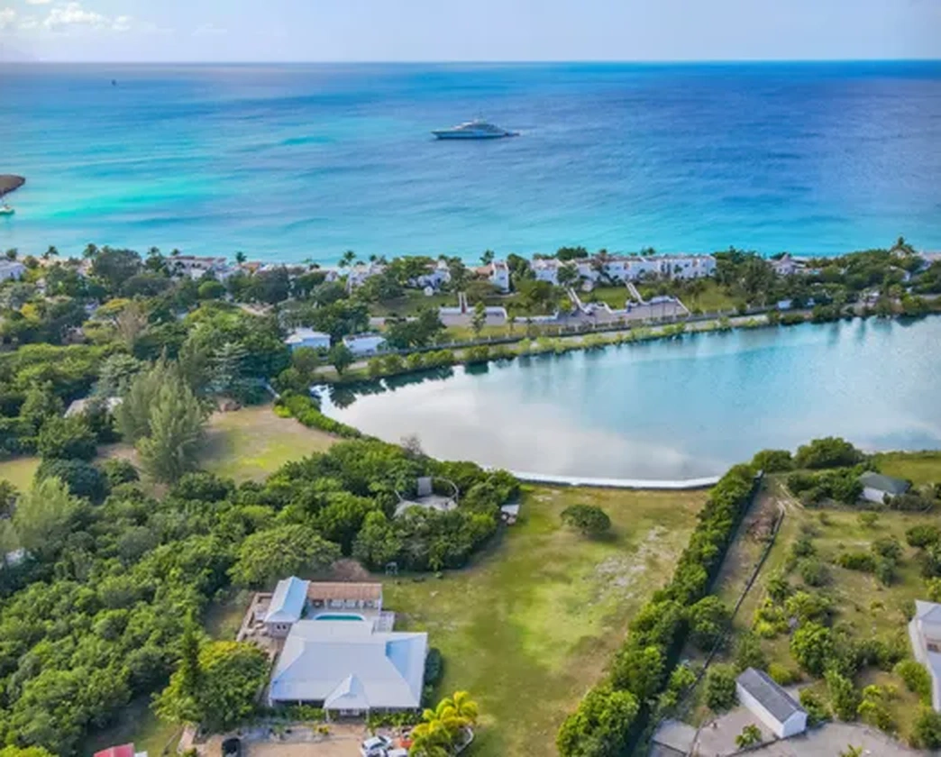 The pond and coastline seen from above